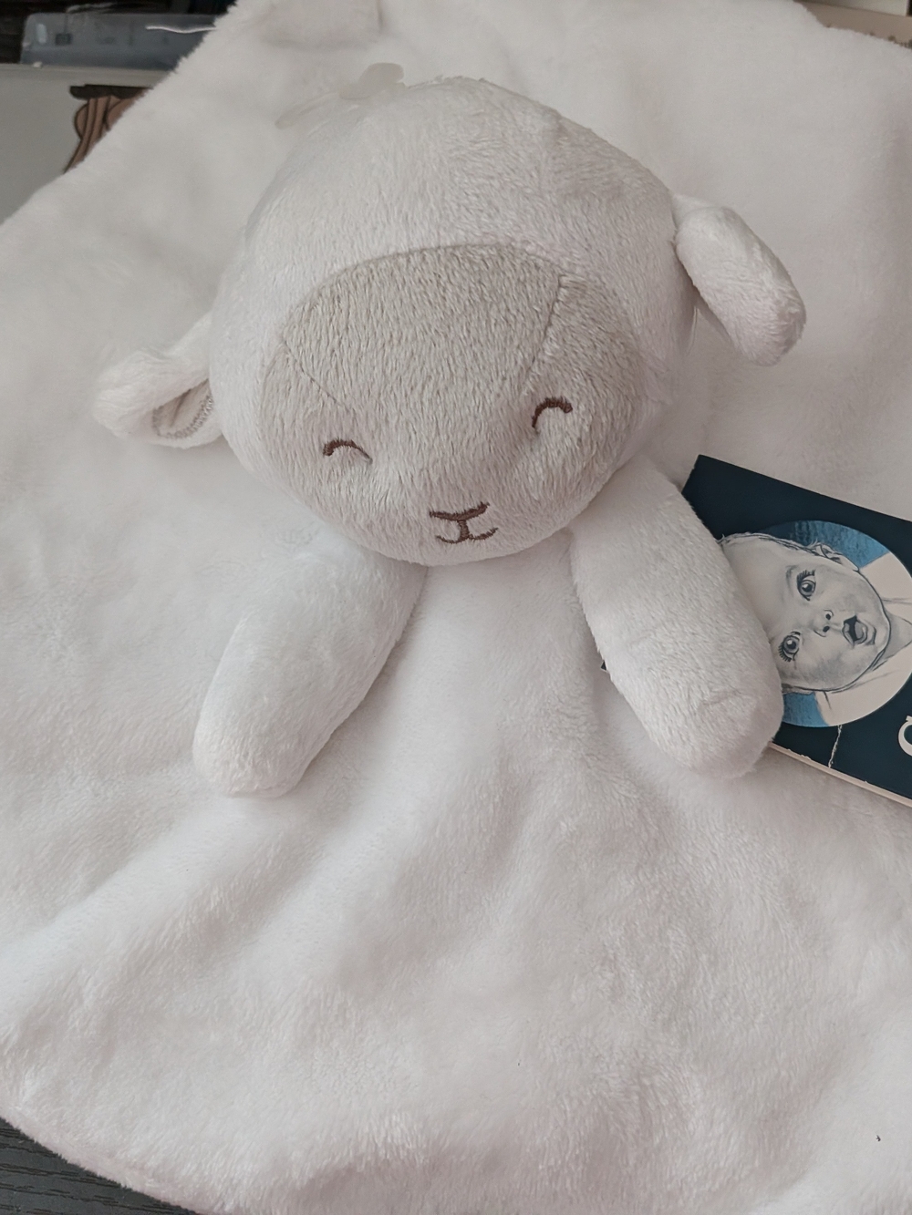 Gerber White Plush Lamb Comforter Bib